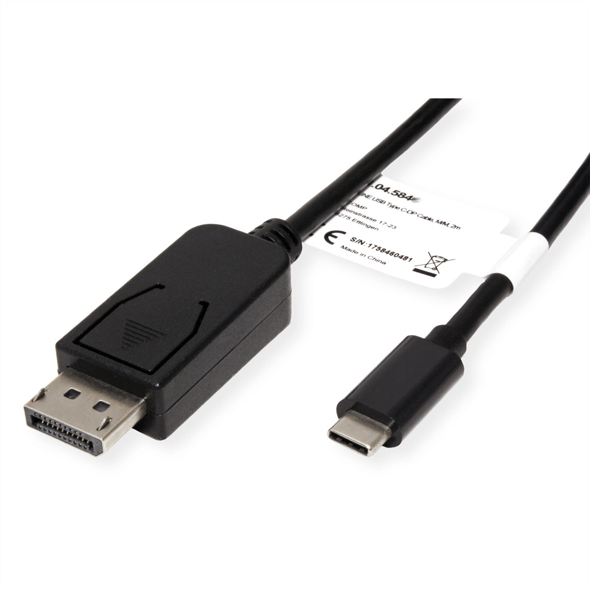 ROLINE USB-C auf DisplayPort Kabel DP 1.2 4K 60 Hz – 2 m – für MacBook, Notebook, PC