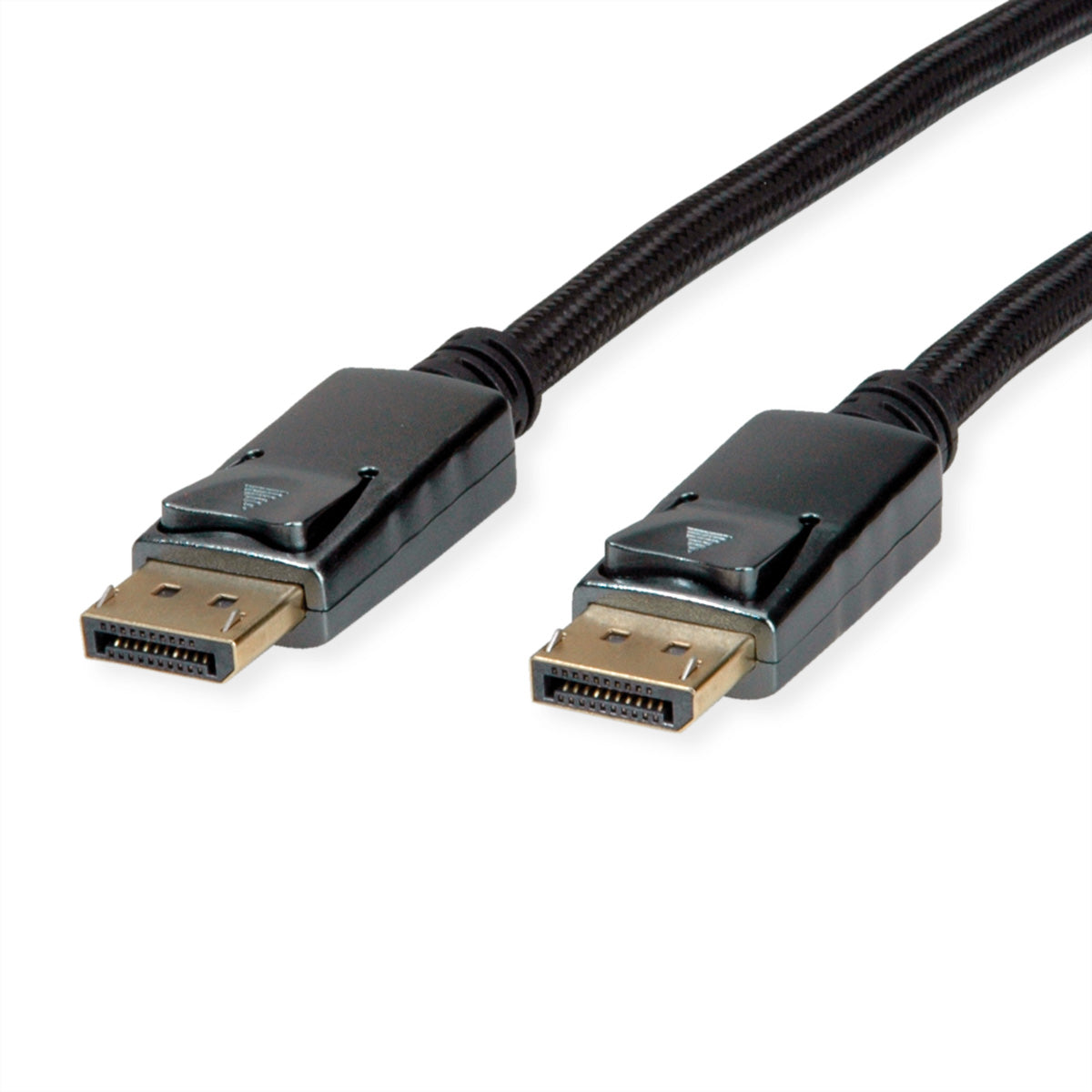ROLINE DisplayPort Kabel DP 1.4 8K 60 Hz – 2 m – HDR, geflochten – Schwarz/Silber – für Monitor, PC, Notebook
