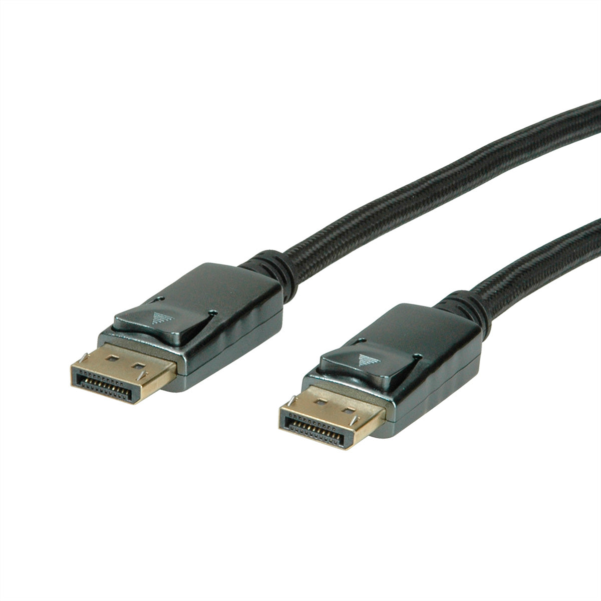 ROLINE DisplayPort Kabel DP 1.2 4K 60 Hz – 3 m – geflochten – Schwarz/Metallic – für Monitore, PCs, Notebooks