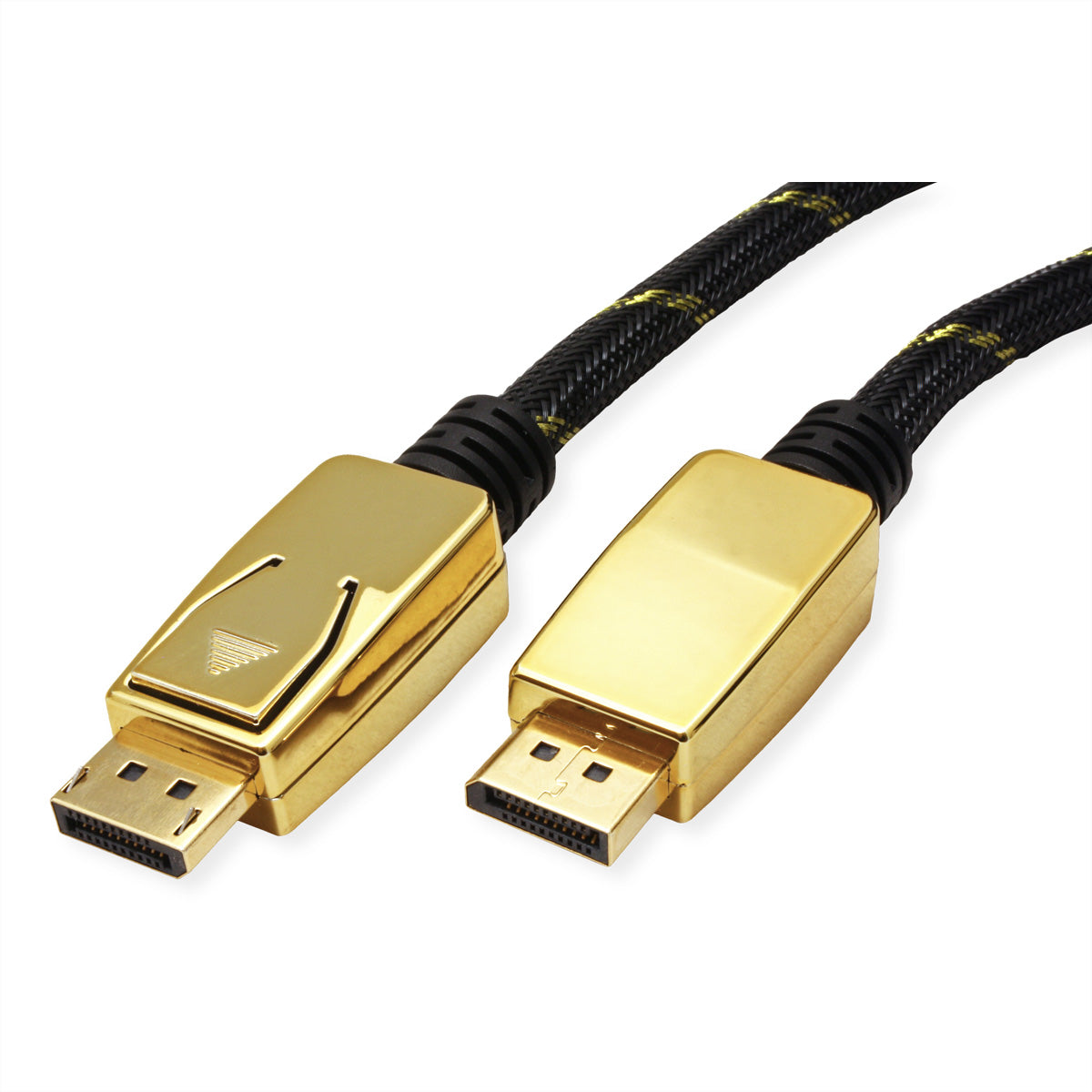 ROLINE DisplayPort Kabel DP 1.4 8K 60 Hz – 3 m – geflochten – Schwarz/Gold – für Geräte mit DisplayPort