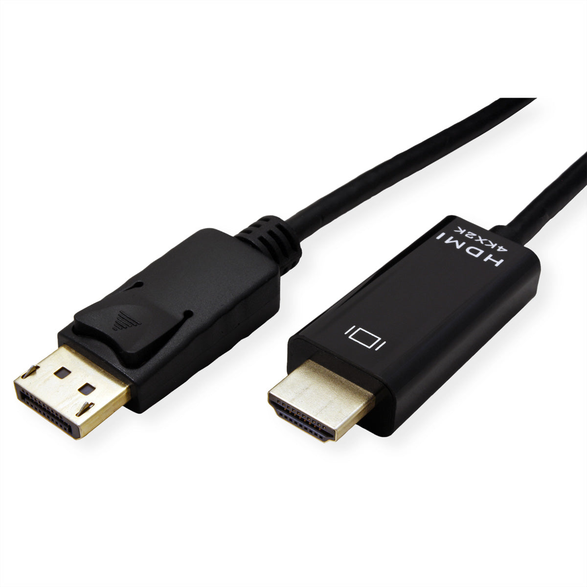 ROLINE DisplayPort auf HDMI Kabel DP 1.2 4K 60 Hz – 2 m – verriegelbar – für Geräte mit DisplayPort-Ausgang