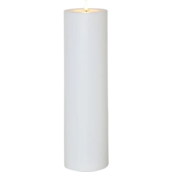 Star Trading LED-Kerze Aussen – 37,5 cm, 0,13 W, Warmweiss, IP44, Batteriebetrieb (3×AA), Timer, Weiss