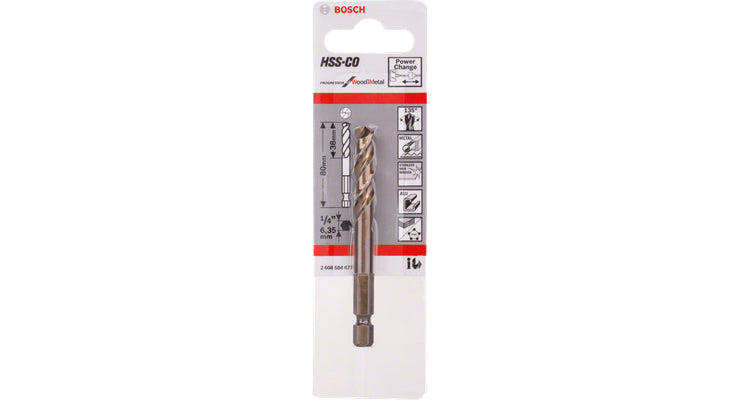 Bosch Professioneller Zentrierbohrer 7,15 × 80 mm HSS-Co 1/4" Sechskant – 135° Punktwinkel