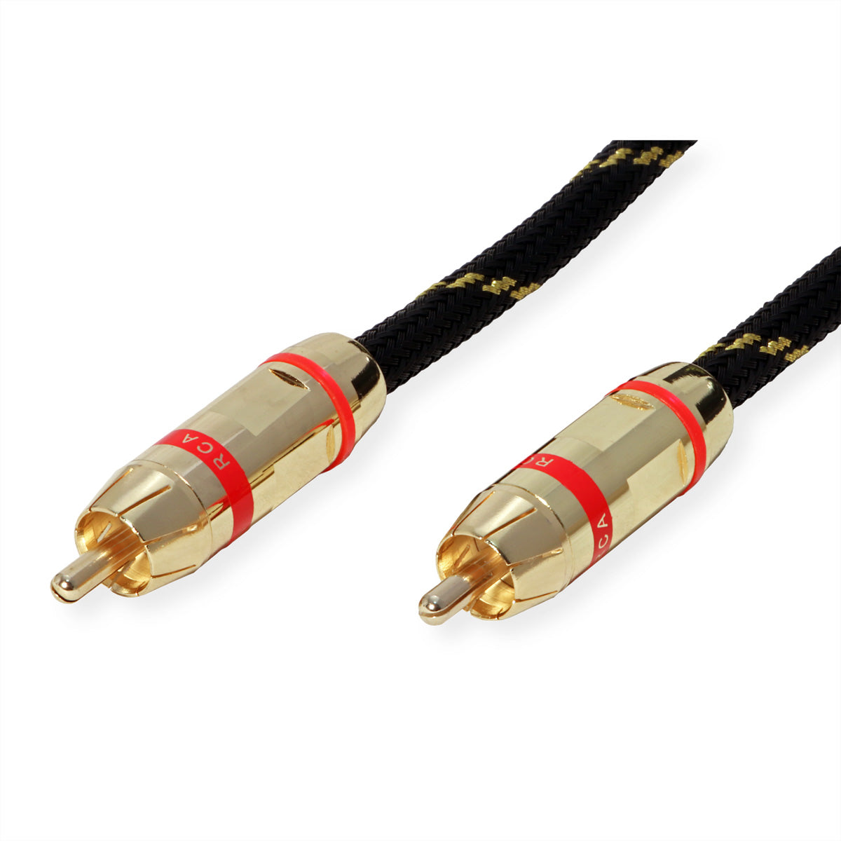 ROLINE RCA-Verbindungskabel – RCA Stecker zu Stecker – 5 m, vergoldete Stecker, Nylonmantel