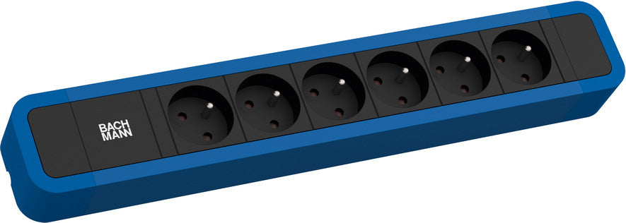 Bachmann PRIMO 2 Steckdosenleiste, 6×UTE, 2 m, Eingang CEE 7/7 – blau