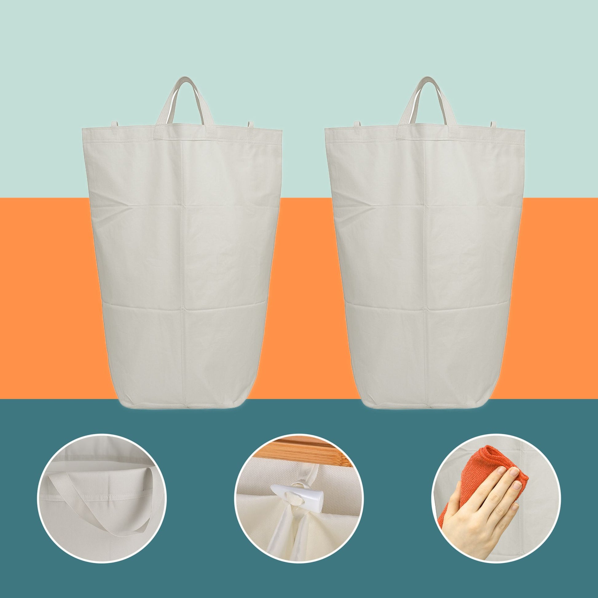 Relaxdays Recyclingbox – 140 l – Polyester, rechteckig – beige – 2-fach