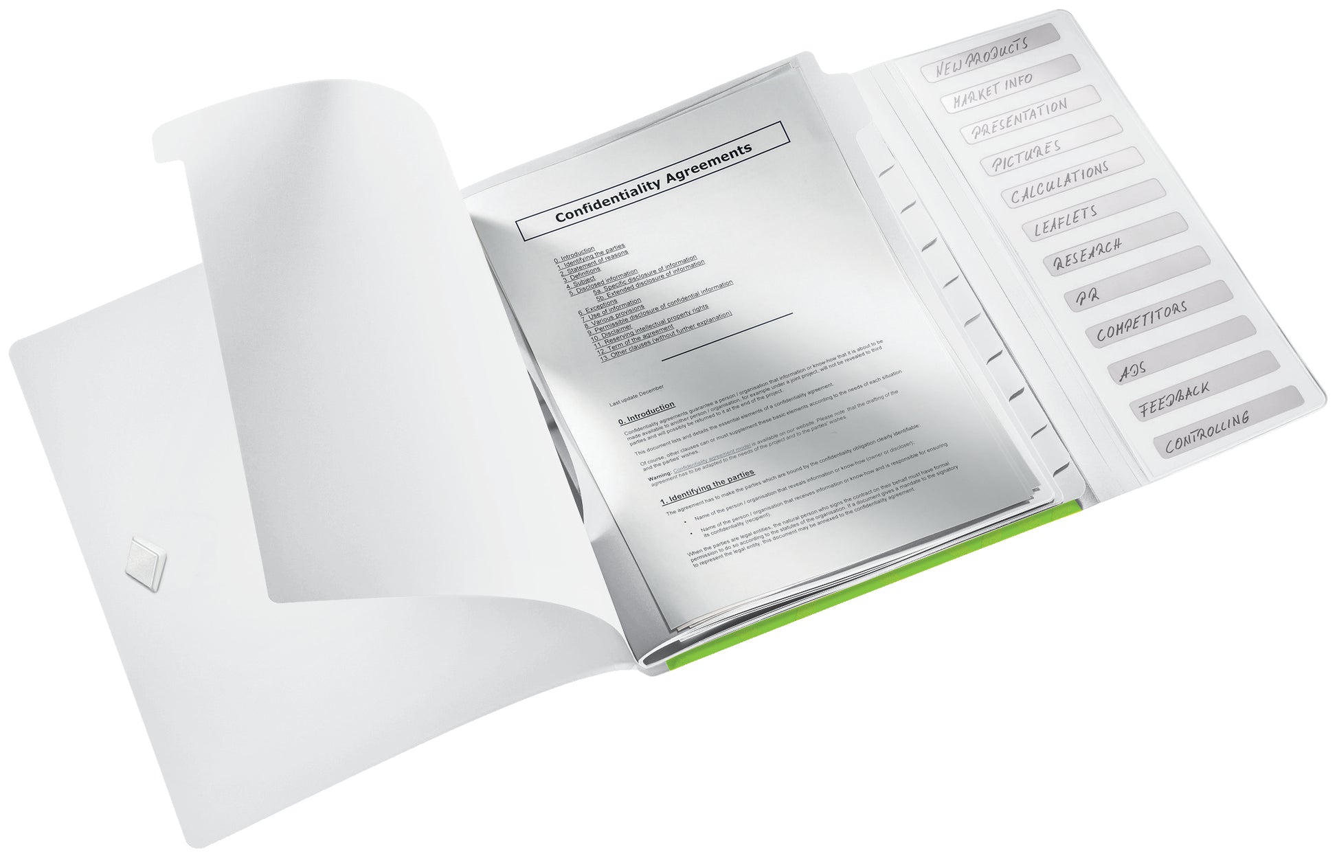 Leitz Fächermappe A4 – 12 Fächer, Gummiband, Polypropylen (PP), Grün, 3 Klappen, bis 200 Blatt