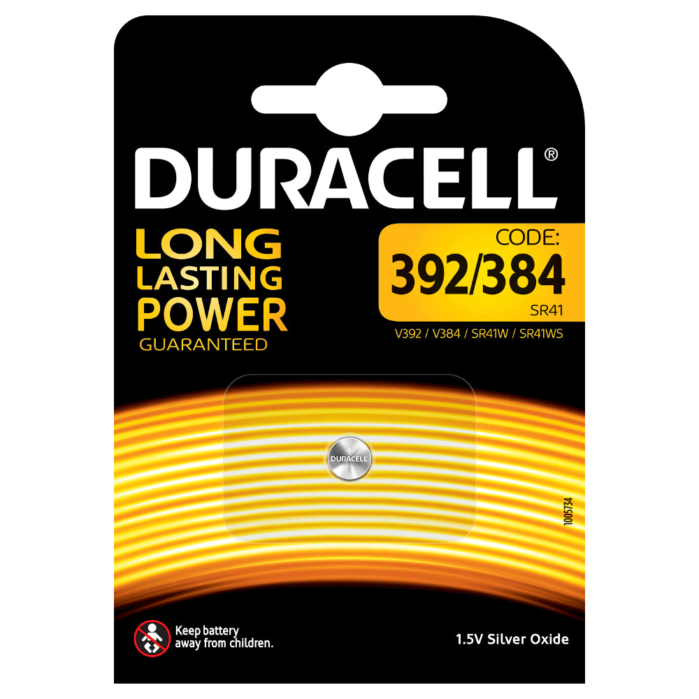 Duracell SR41 Akku 1,5 V 45 mAh 0,07 Wh Silberoxyd – für Uhren, Taschenrechner, medizinische Geräte