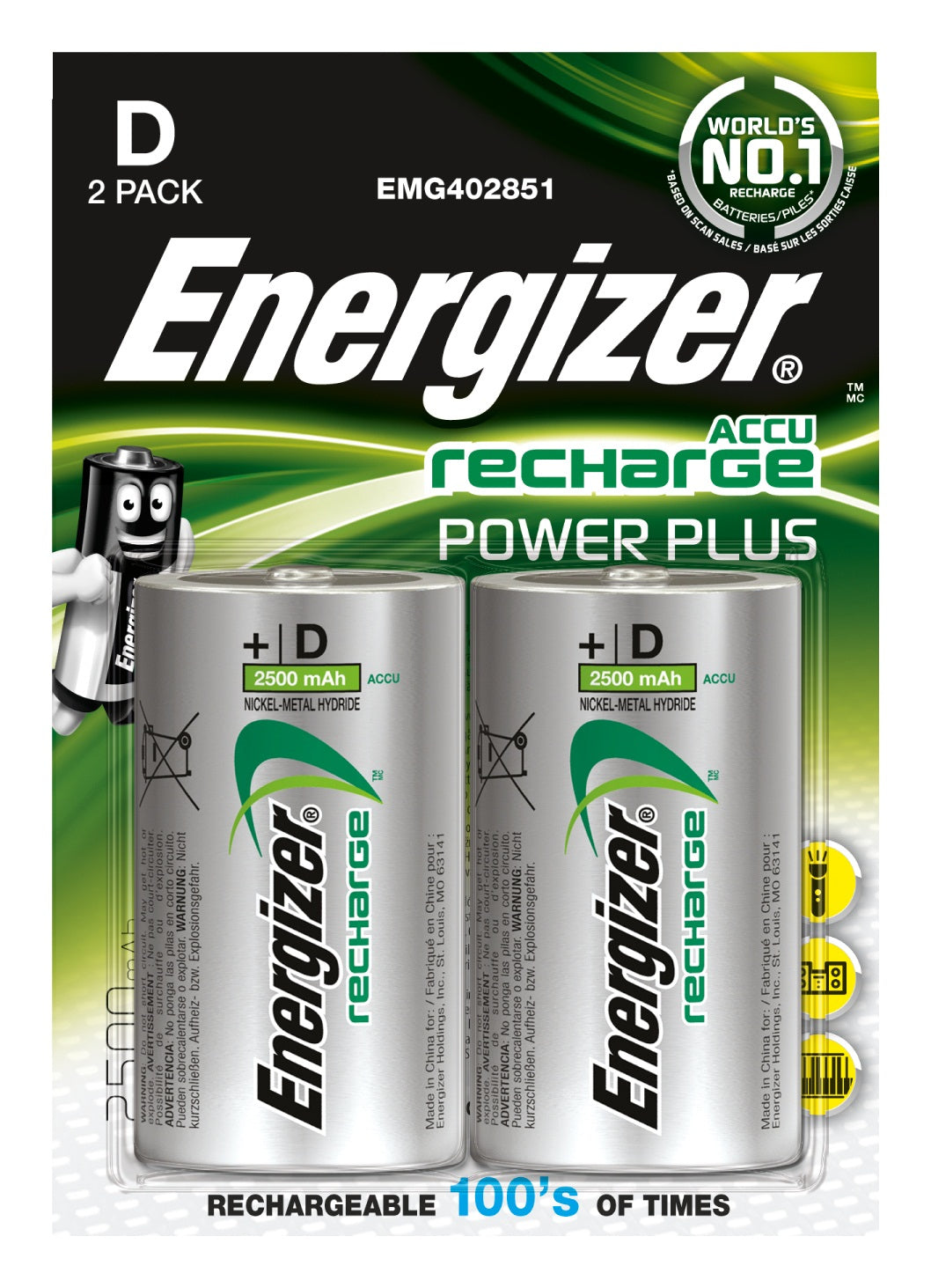 Energizer ENRD2500P2 Akku 1,2 V 2500 mAh 3,00 Wh Ni-MH – für Geräte