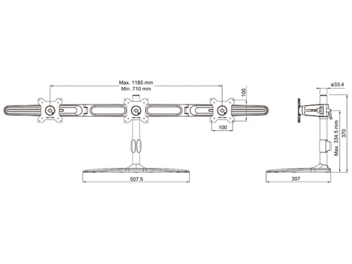 Multibrackets EX Kit Triple – Zubehör: Erweiterungs-Kit – für Bildschirme bis 24", schwarz