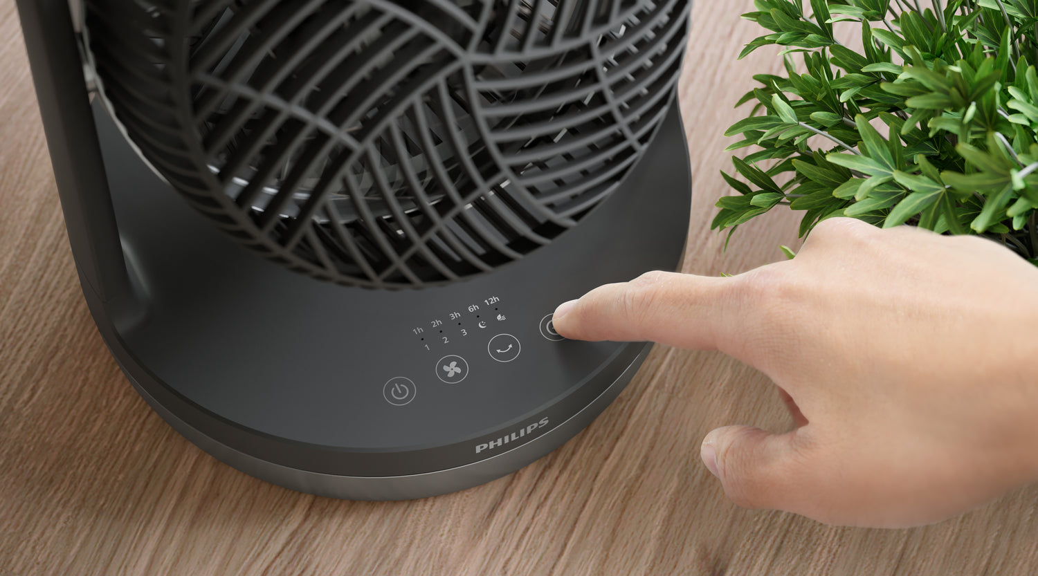 Philips Tischventilator 3000 Serie – 22 cm, 3 Stufen, oszillierend, Timer, 27 W, 40 dB(A), Graphit