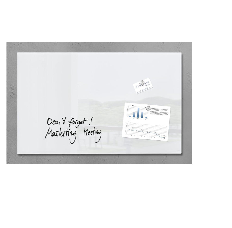 Sigel Whiteboard – 78 × 48 cm, Glas, magnetisch, Wandmontage, inkl. SuperDym-Magnetwürfel, Montagesatz
