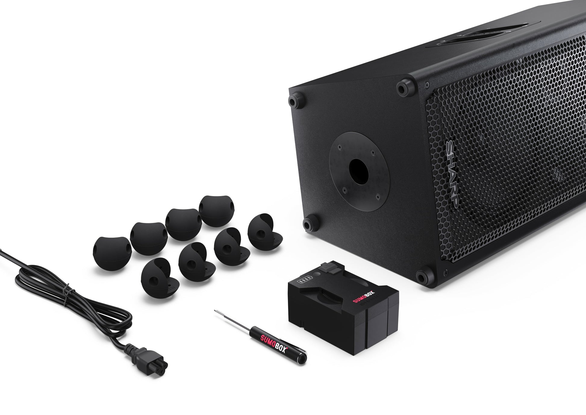 Sharp CP-LS100 – Party-Lautsprecher – 120 W, 10 h Akku, LED, Bluetooth 5.0, spritzwassergeschützt, Schwarz