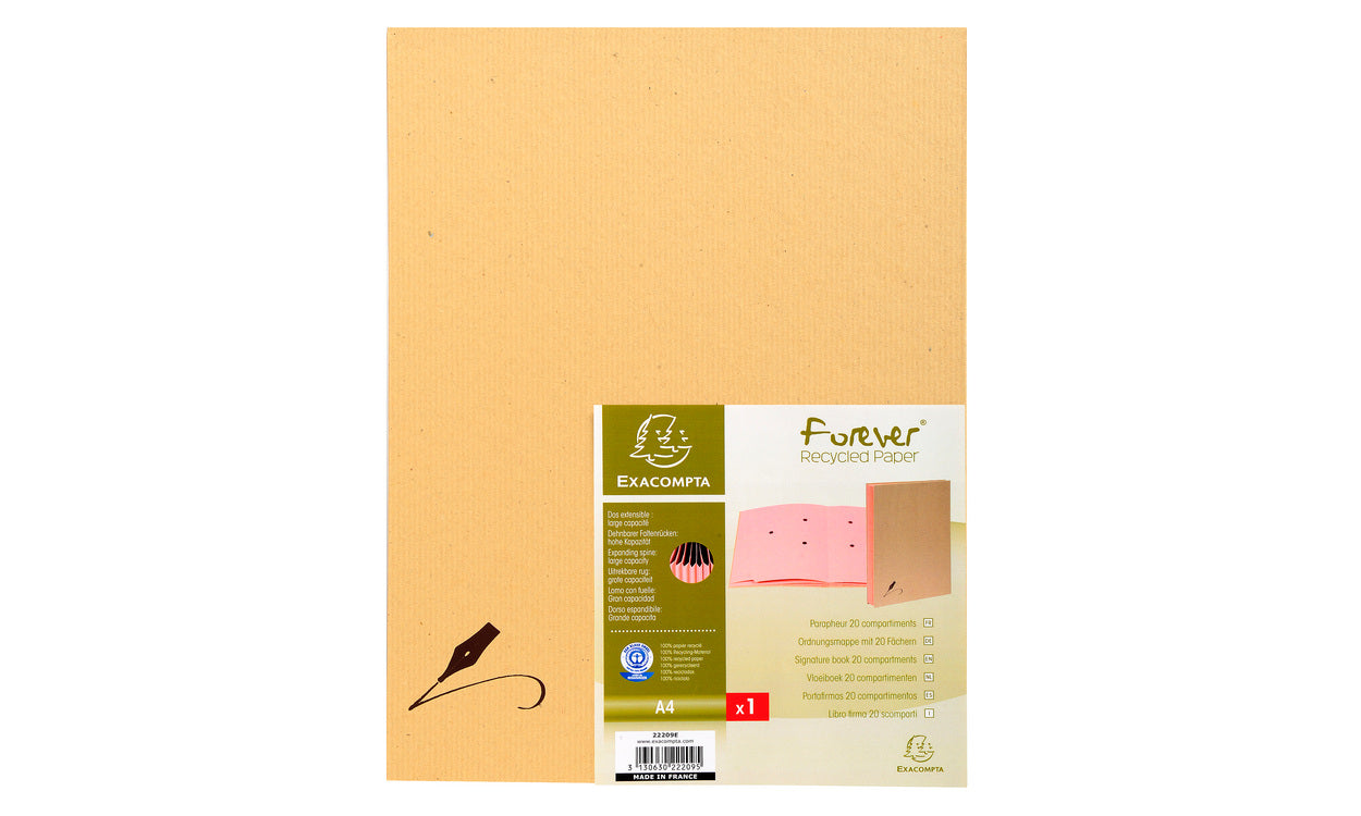 Exacompta Unterschriftenmappe Forever für A4 – 20 Fächer, Karton, Braun, 5 Stk.