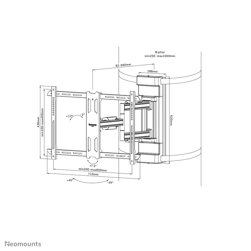 Neomounts WL40S-910BL16 – Wandhalterung, neigbar, für 55", VESA 200×100, bis 45 kg, schwarz