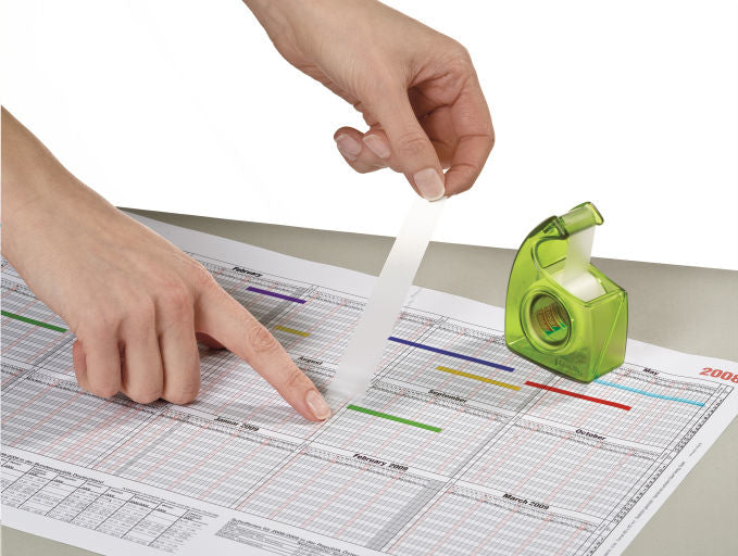 tesa Handabroller Easy Cut ecoLogo – für Rollenbreite bis 19 mm, für Bandlänge bis 33 m, Metallmesser