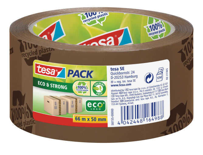 tesa Verpackungsband – 50 mm × 66 m, braun, stark, eco:plus