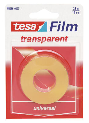 TESA Büro-Klebeband – permanent, klar, Kunststoff, 15 mm × 33 m, Kern Ø 26 mm