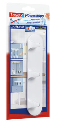 TESA Powerstripes Klebehaken – Kunststoff, 3 kg, Klebestreifen, Weiss
