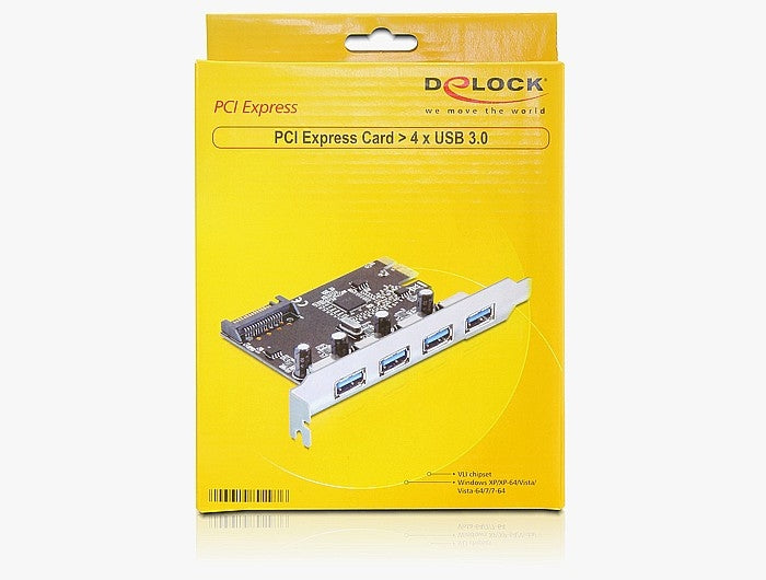 DeLOCK 89297 – PCIe USB-Karte – 4×USB-A 5 Gbit/s, PCIe, SATA 15-Pin