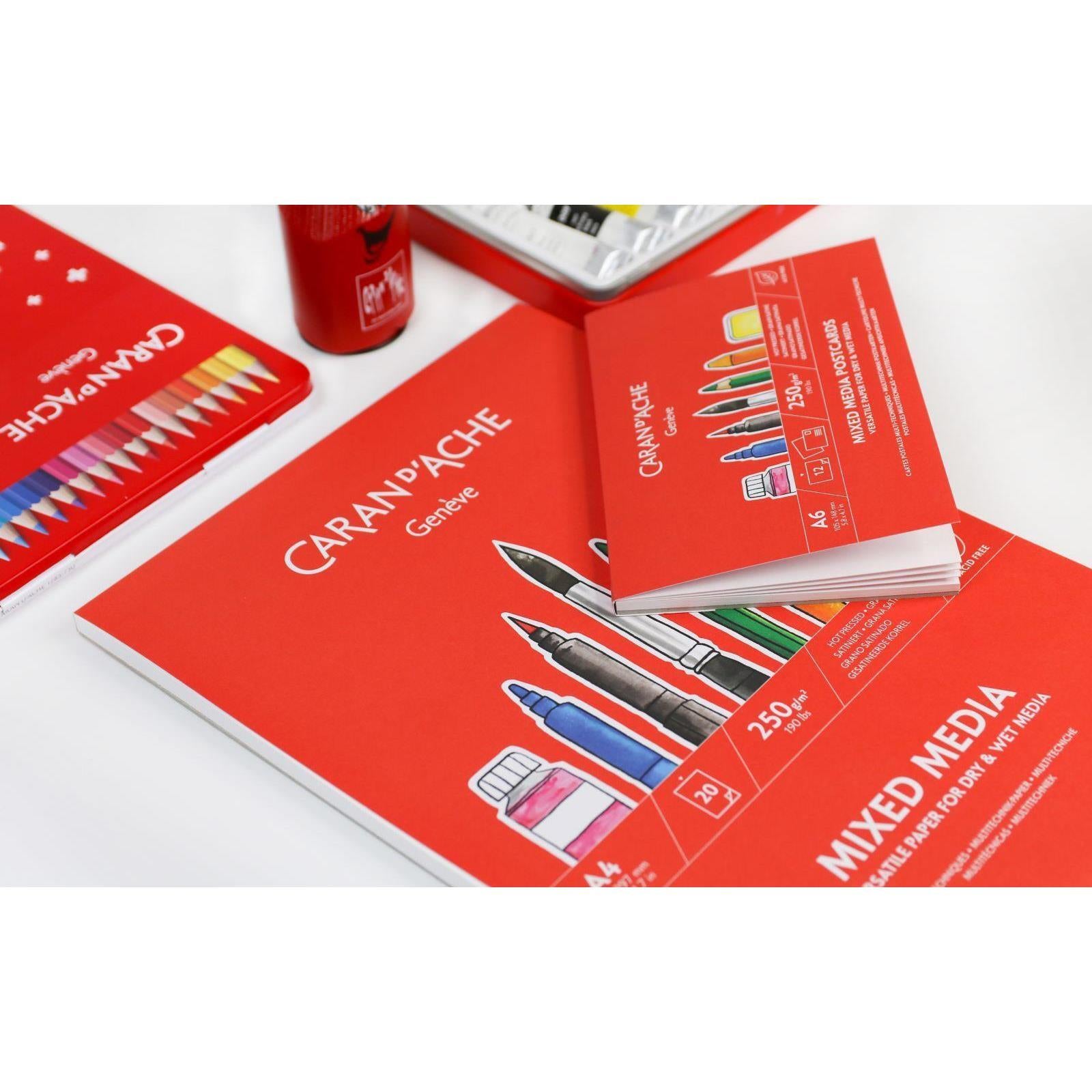 Caran d-Ache Caran d'Ache – Postkartenblock, Papier, 14,8 × 21 cm, Weiss, 12 Blatt