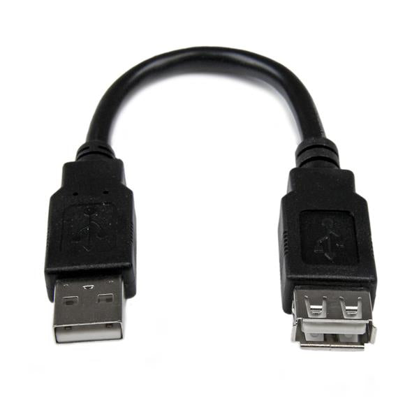 StarTech.com USB-A Verlängerungskabel (Stecker auf Buchse) – USB 2.0 (480 Mbit/s) – 0,152 m – Schwarz