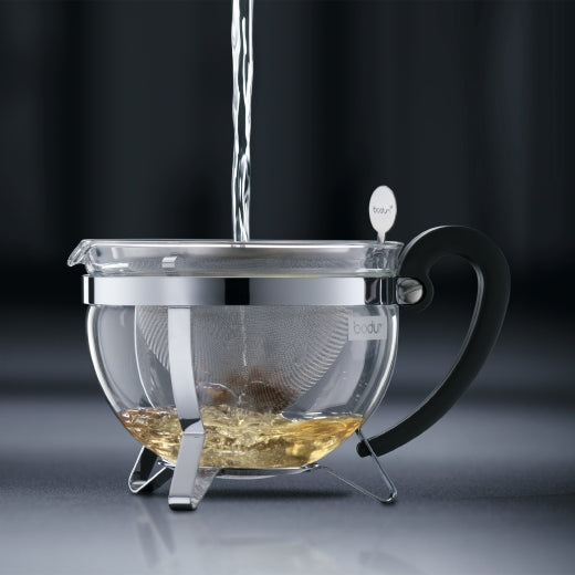 Bodum Chambord – Teezubereiter – 1,5 l – Borosilikatglas, mit Edelstahlfilter – schwarz