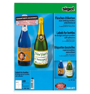 Sigel Drucketiketten, 80 mm × 120 mm, weiss, Papier, permanent, 20 Etiketten (5 Blatt)