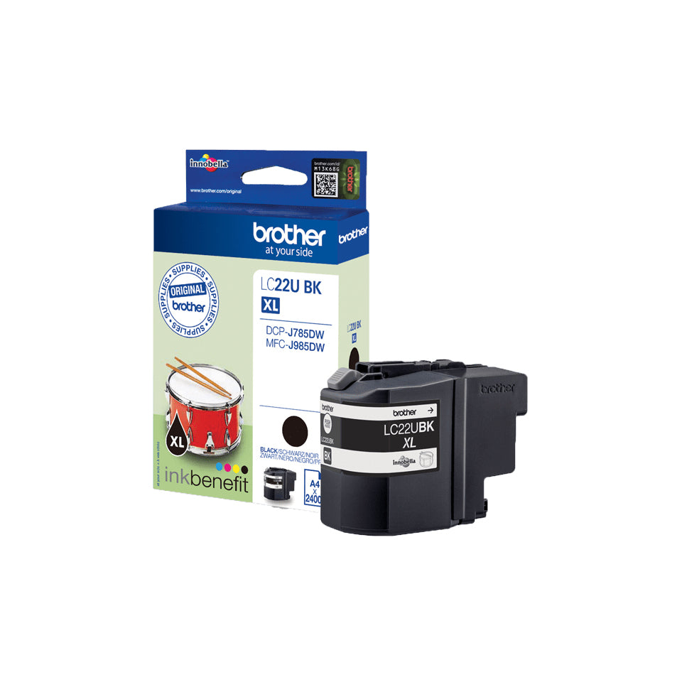 Brother Tintenpatrone LC-22UBK, Schwarz, 2'400 Seiten – für MFC-J985DW