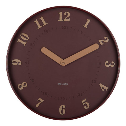 Karlsson Wanduhr Amena – Ø 40 cm, Burgund, Kunststoff