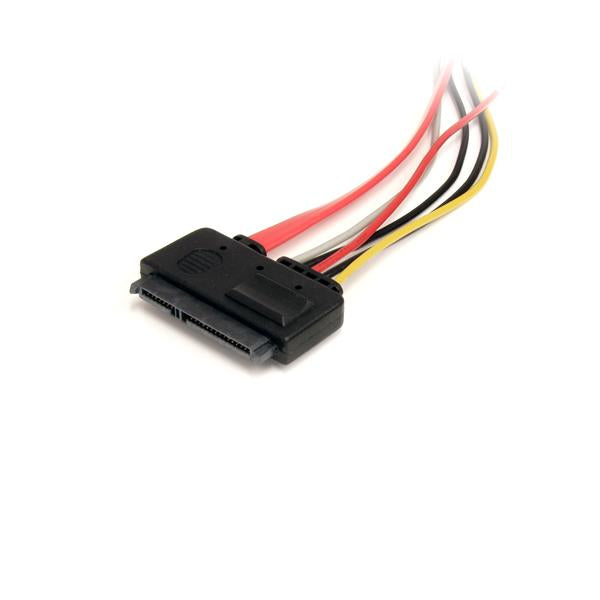StarTech.com SATA-Verlängerungskabel 22-polig zu 7-polig+15-polig – 6 Gbit/s, 0,35 m, Rot, für SATA-Geräte