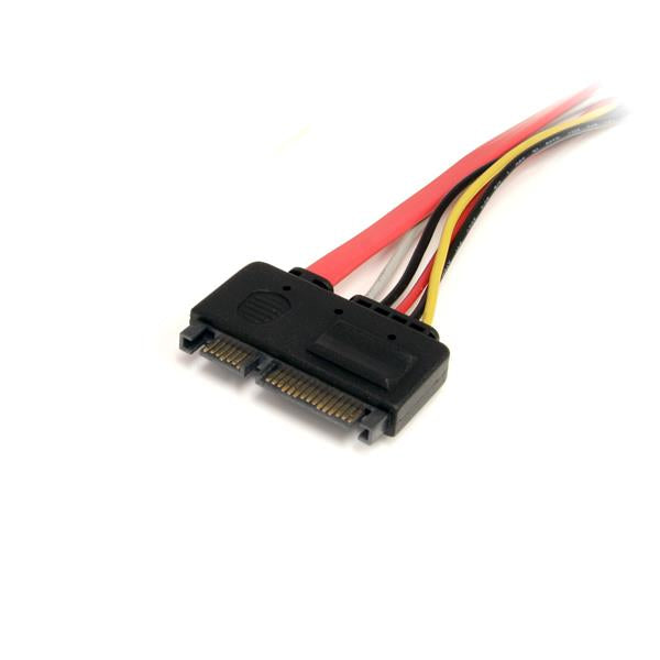 StarTech.com SATA-Verlängerungskabel 22-polig zu 7-polig+15-polig – 6 Gbit/s, 0,35 m, Rot, für SATA-Geräte