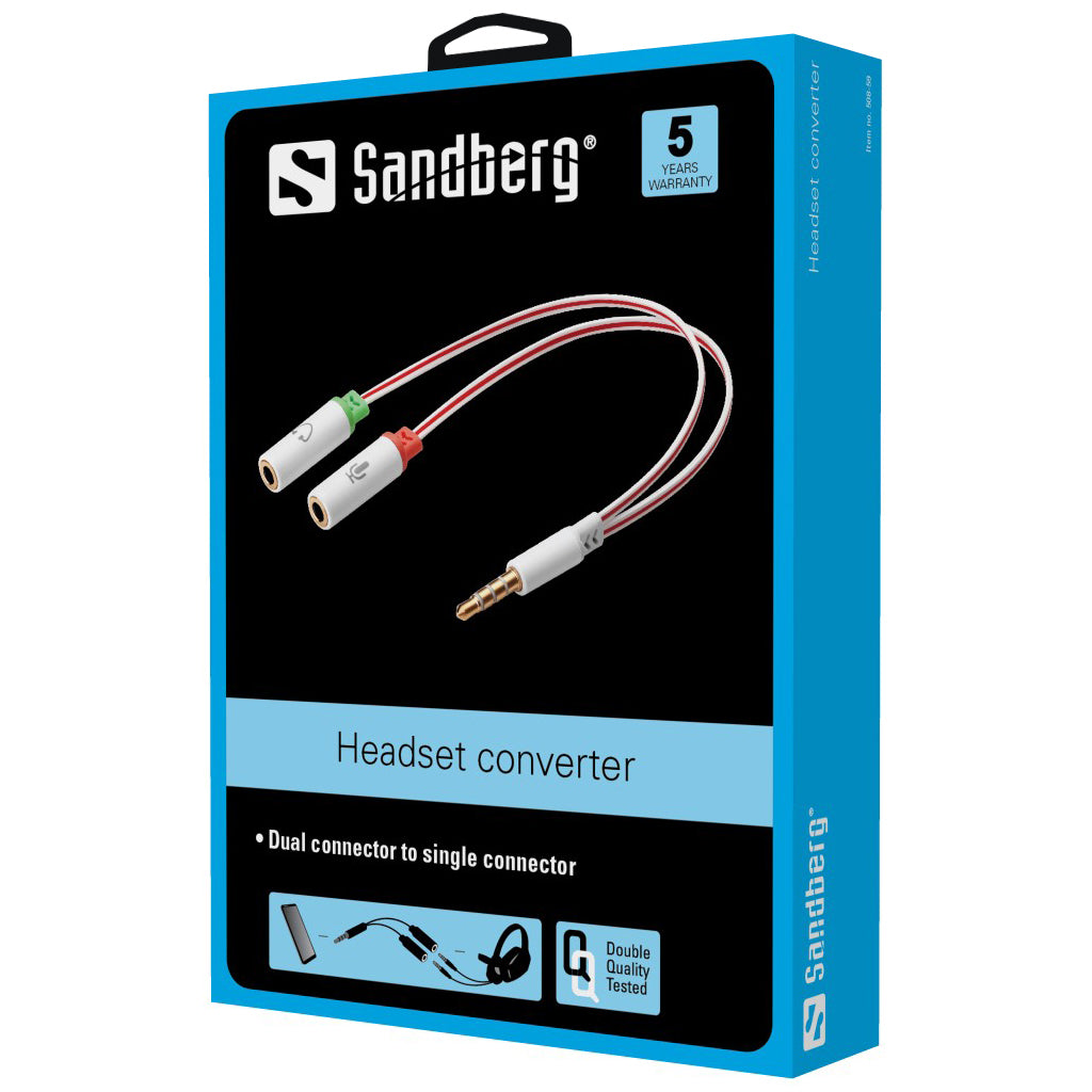 Sandberg 2× 3,5 mm (Stecker) auf 3,5 mm (Buchse) Adapter – für Headsets
