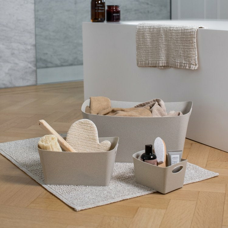 Koziol Aufbewahrungsbox 15 l – Recycling-Kunststoff – Beige – mit Griff, verschachtelbar – 480 × 237 × 310 mm