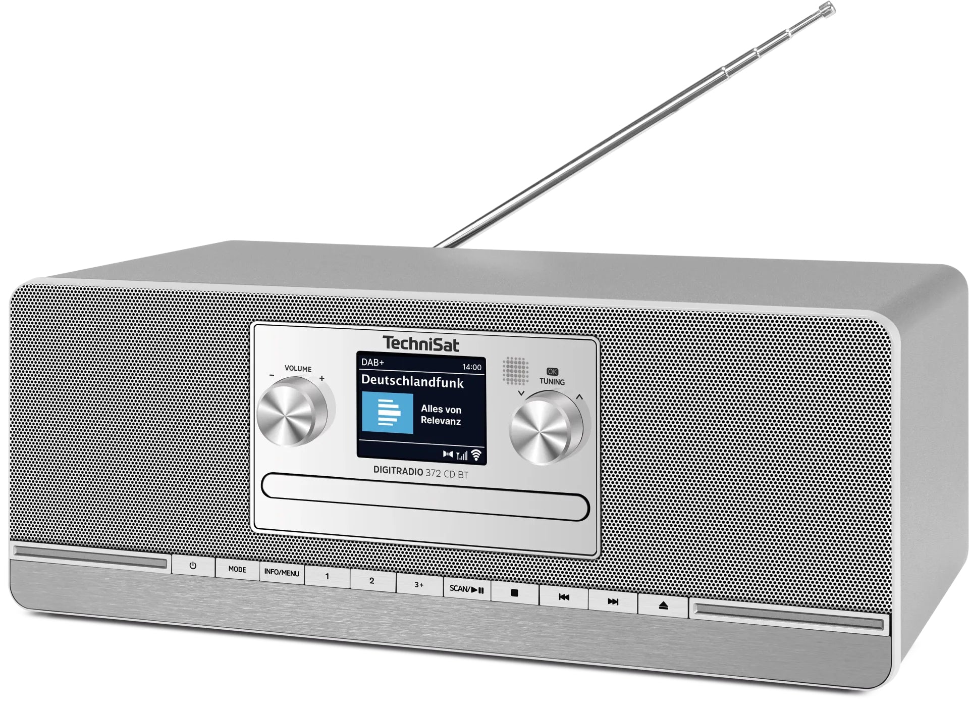 TechniSat DigitRadio 372 CD BT – DAB+/UKW-Tischradio, Bluetooth – Silber
