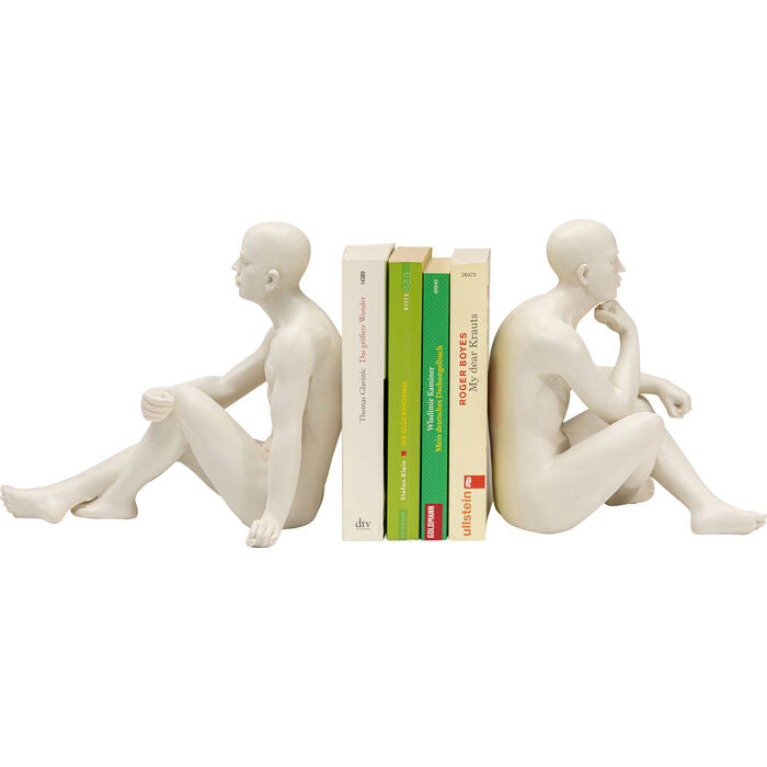 KARE Meditierender Mann Buchstütze 2 Stück – Polyresin – Beige – 190 × 220 × 135 mm