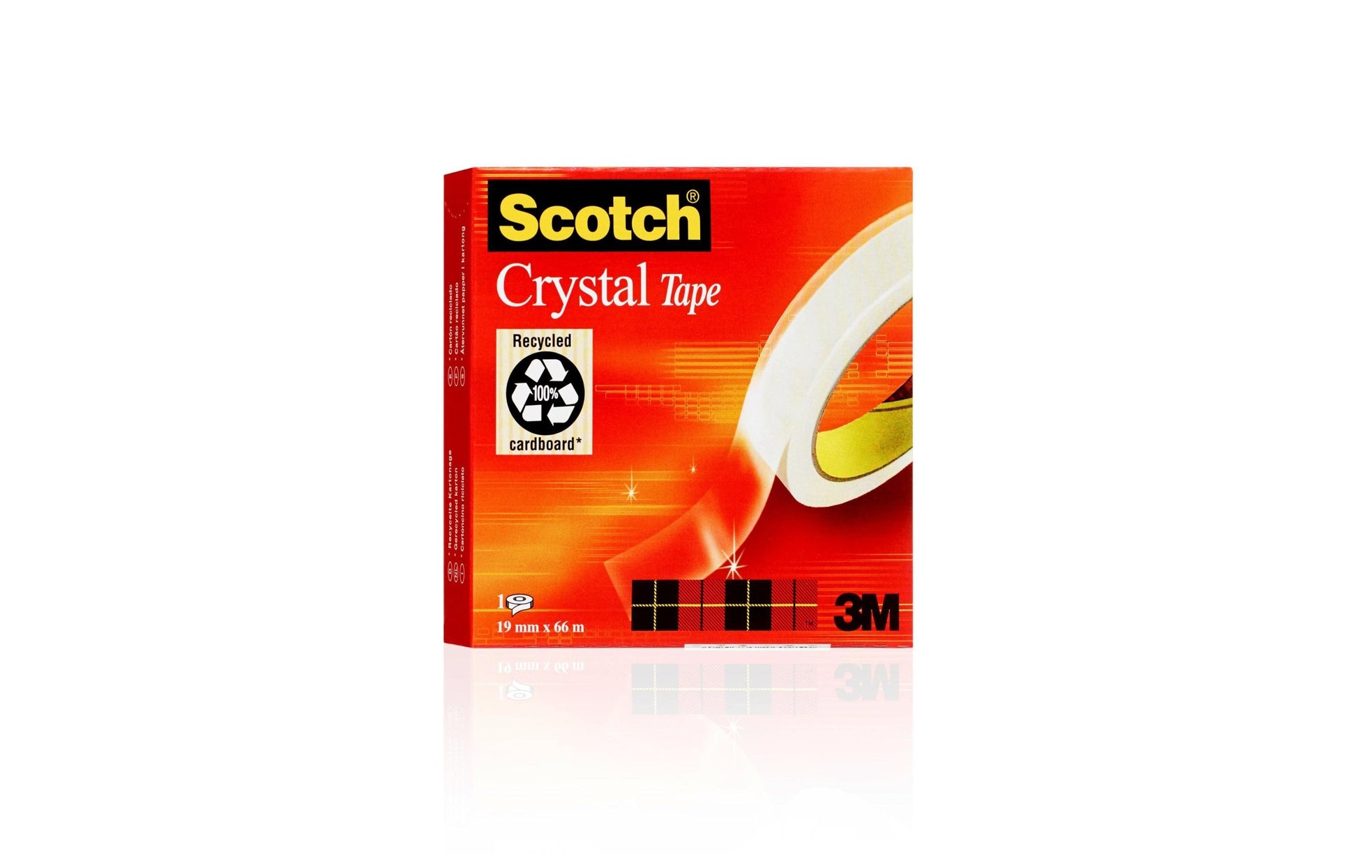 3M Klebeband Crystal – permanent, Kunststoff, 19 mm × 66 m, Kern Ø 75 mm