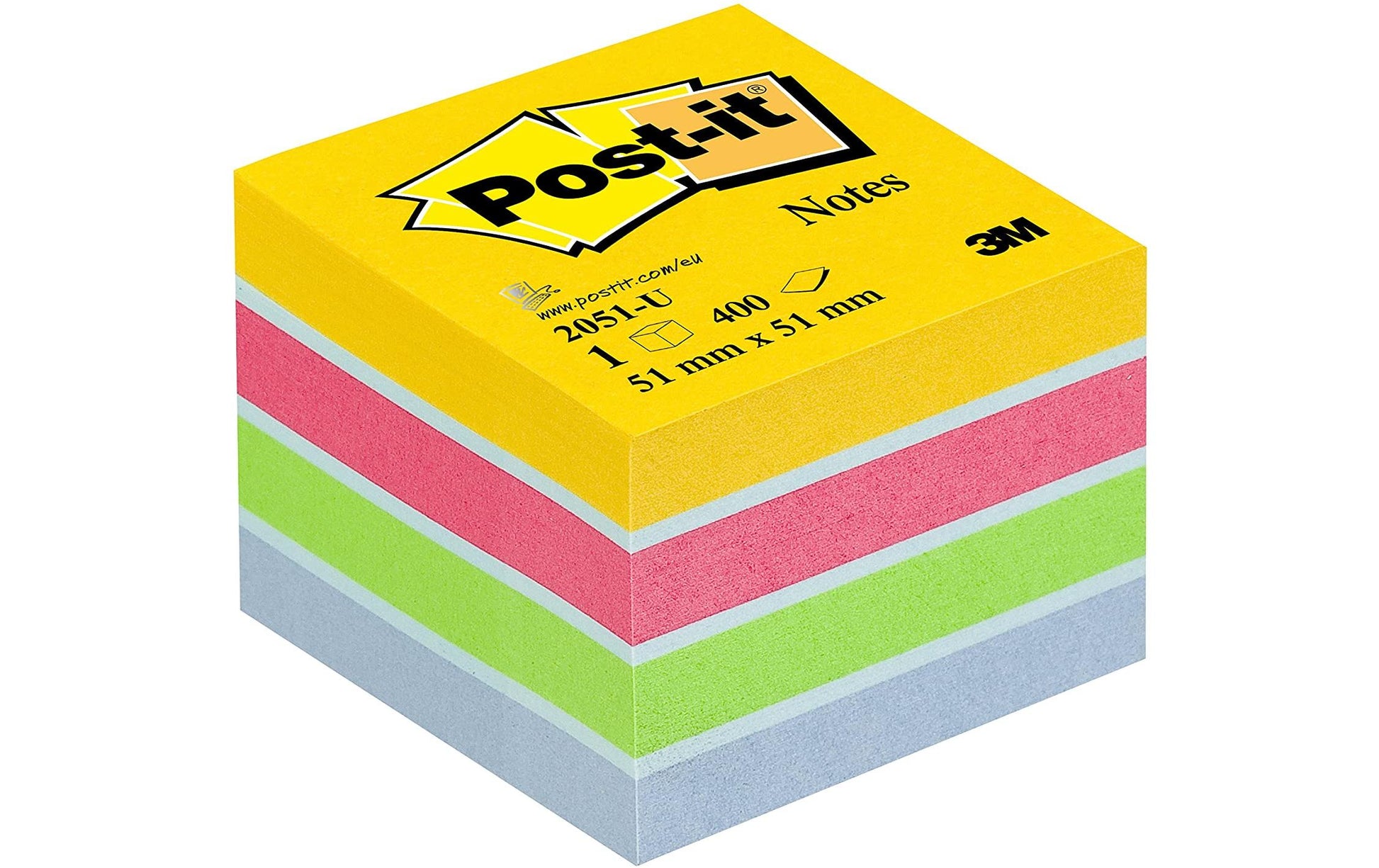 Post-it Haftnotizen Würfel – 51×51 mm – Mehrfarbig, 400 Blatt, PEFC