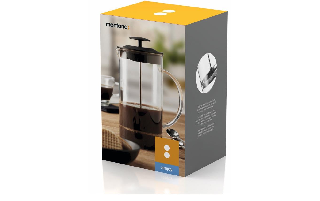 Montana French Press 1,15 l, Ø 11 × 22 cm, Glas (Borosilikat)/Polypropylen (PP), Schwarz/Transparent