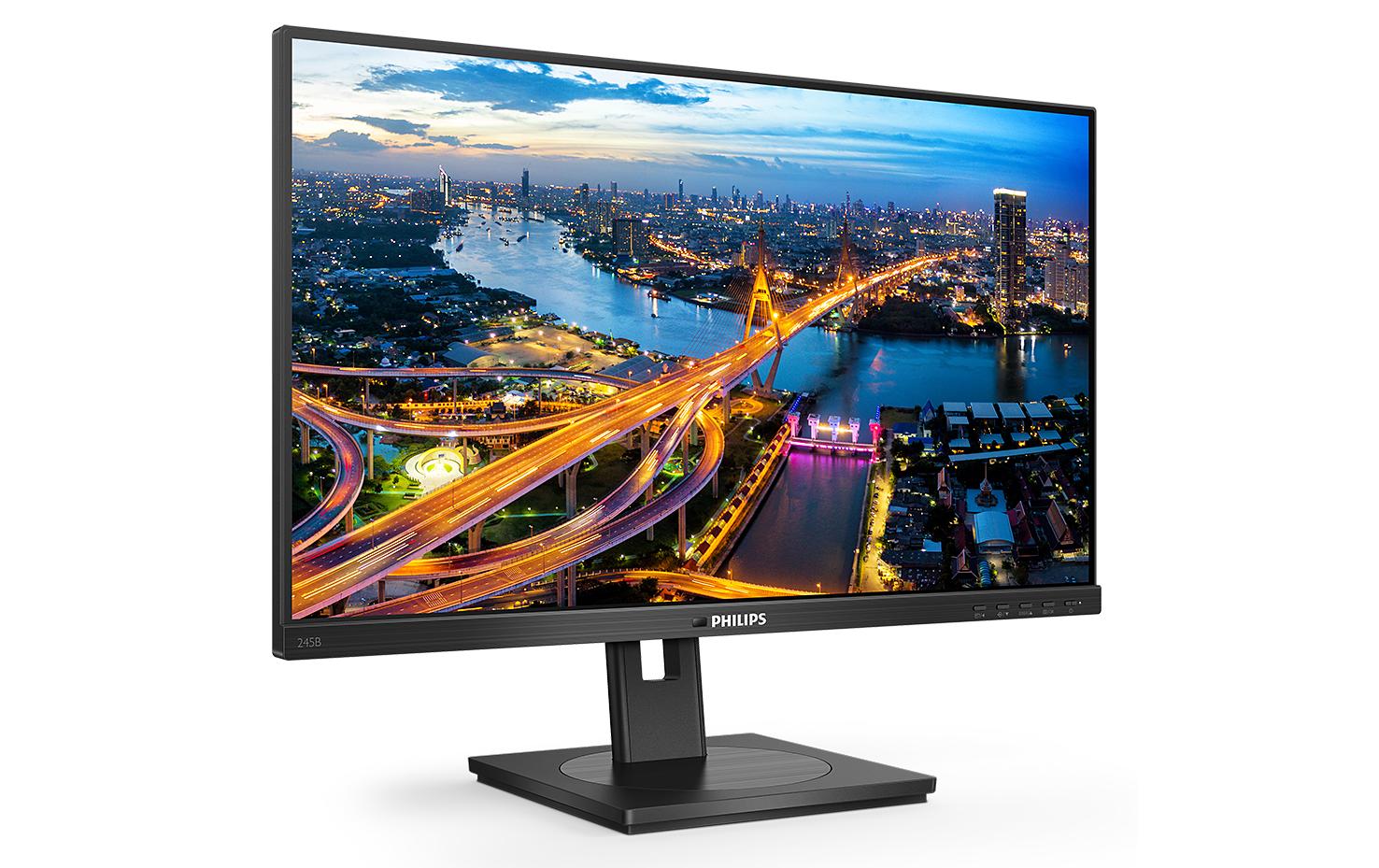 Philips 245B1/00 – Monitor, 23,8", IPS, 75 Hz, 250 cd/m², USB-Hub (4× USB 3.0), VESA 100 × 100, Schwarz