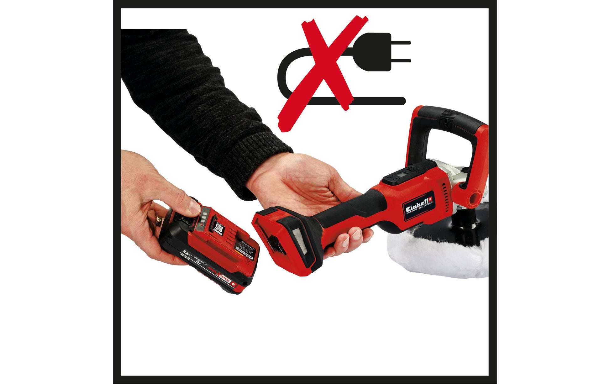 Einhell automotive Einhell Poliermaschine CE-CP 18/180 Li – 18 V – Ø 180 mm – Solo