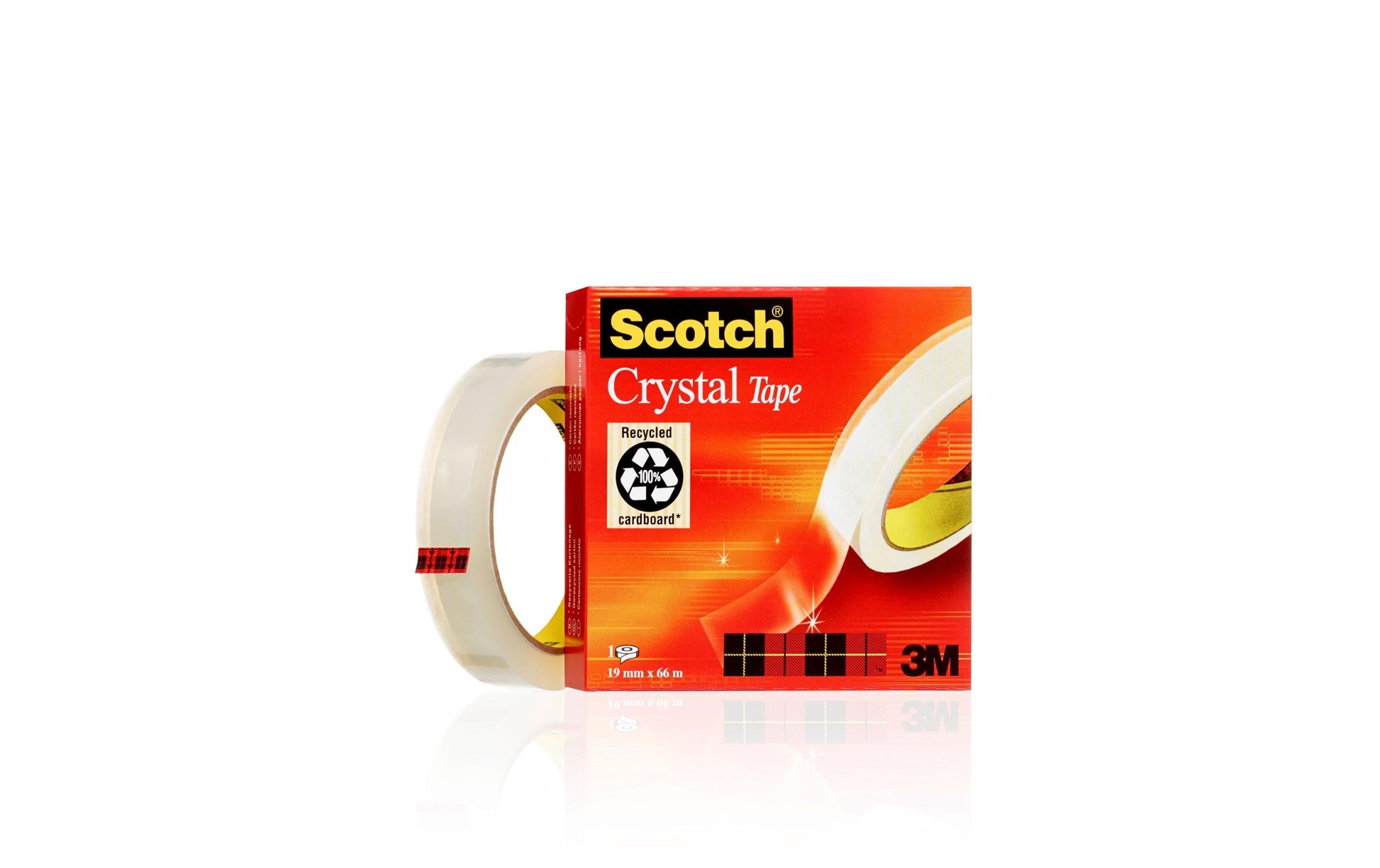 3M Klebeband Crystal – permanent, Kunststoff, 19 mm × 66 m, Kern Ø 75 mm