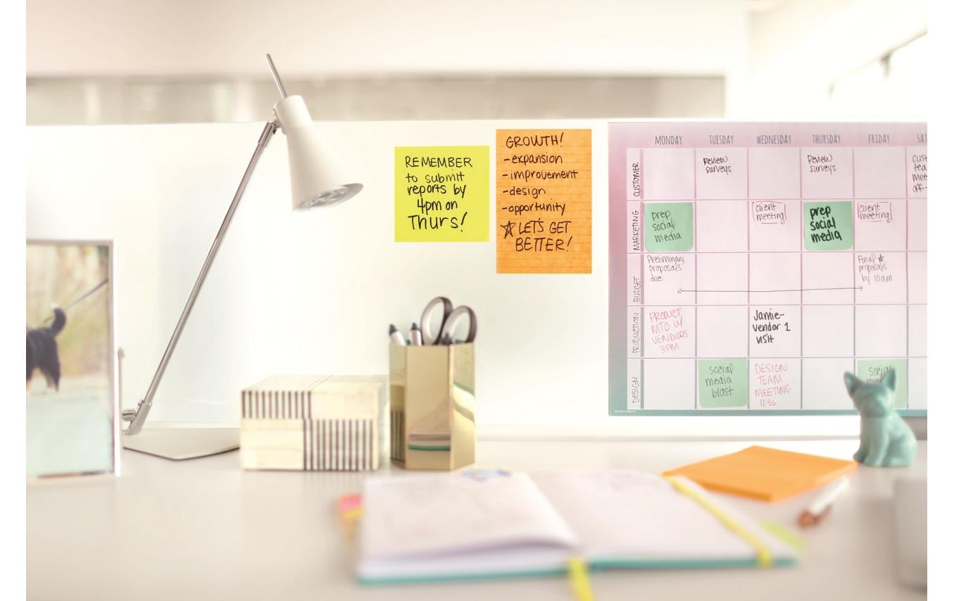 Post-it Super Sticky Haftnotizen – 101×152 mm – sortiert (ultragelb, ultrablau, ultrapink), 3×90 Blatt, PEFC