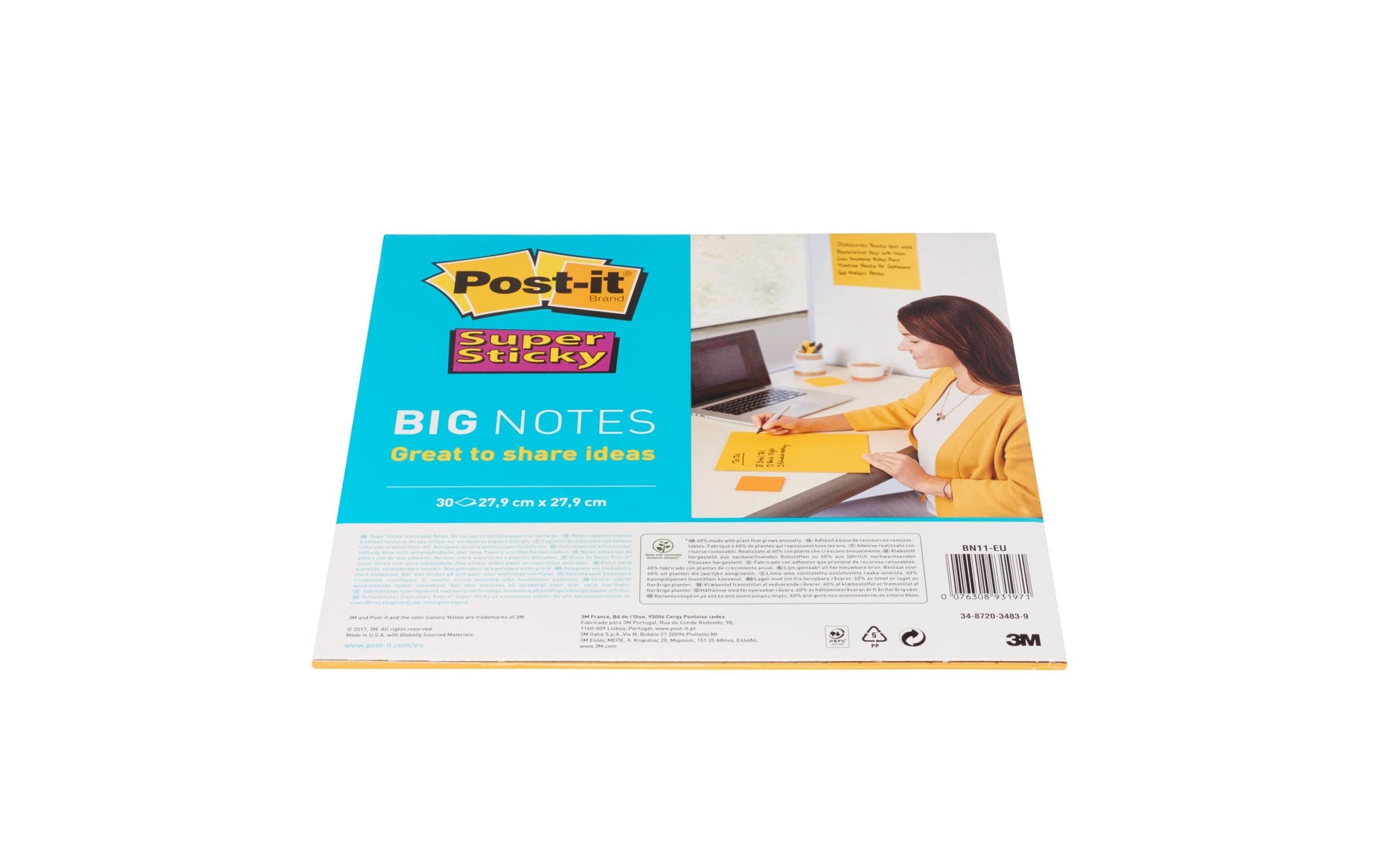 Post-it Super Sticky Haftnotizen – 279×279 mm – Gelb, 30 Blatt, PEFC