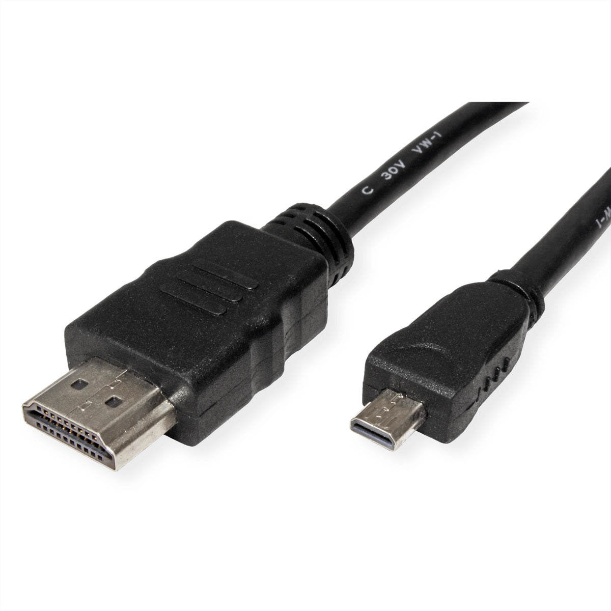 ROLINE GREEN Micro-HDMI auf HDMI Kabel HDMI 1.4 – 4K 30 Hz – 2 m – ARC, Ethernet