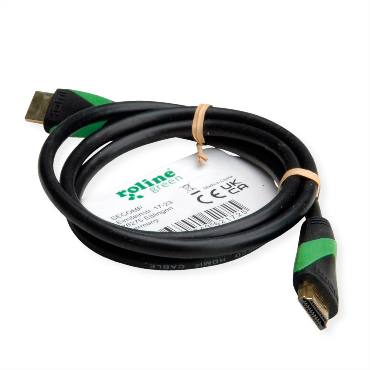 ROLINE GREEN HDMI Kabel HDMI 2.1 8K 60 Hz – 1 m – HDR, ARC – Schwarz/Grün