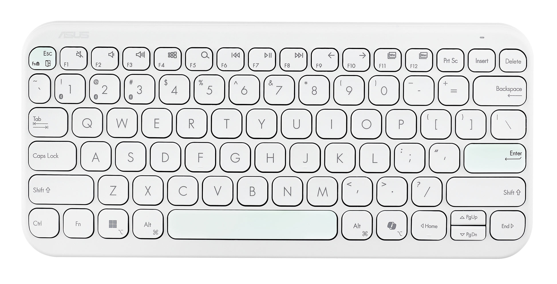 ASUS Marshmallow KW100 – Kompakte Tastatur 75% – Schere – Bluetooth – QWERTZ (DE) – Weiss