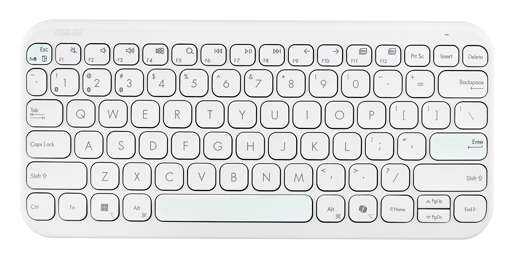 ASUS Marshmallow KW100 – Kompakte Tastatur 75% – Schere – Bluetooth – QWERTZ (DE) – Weiss