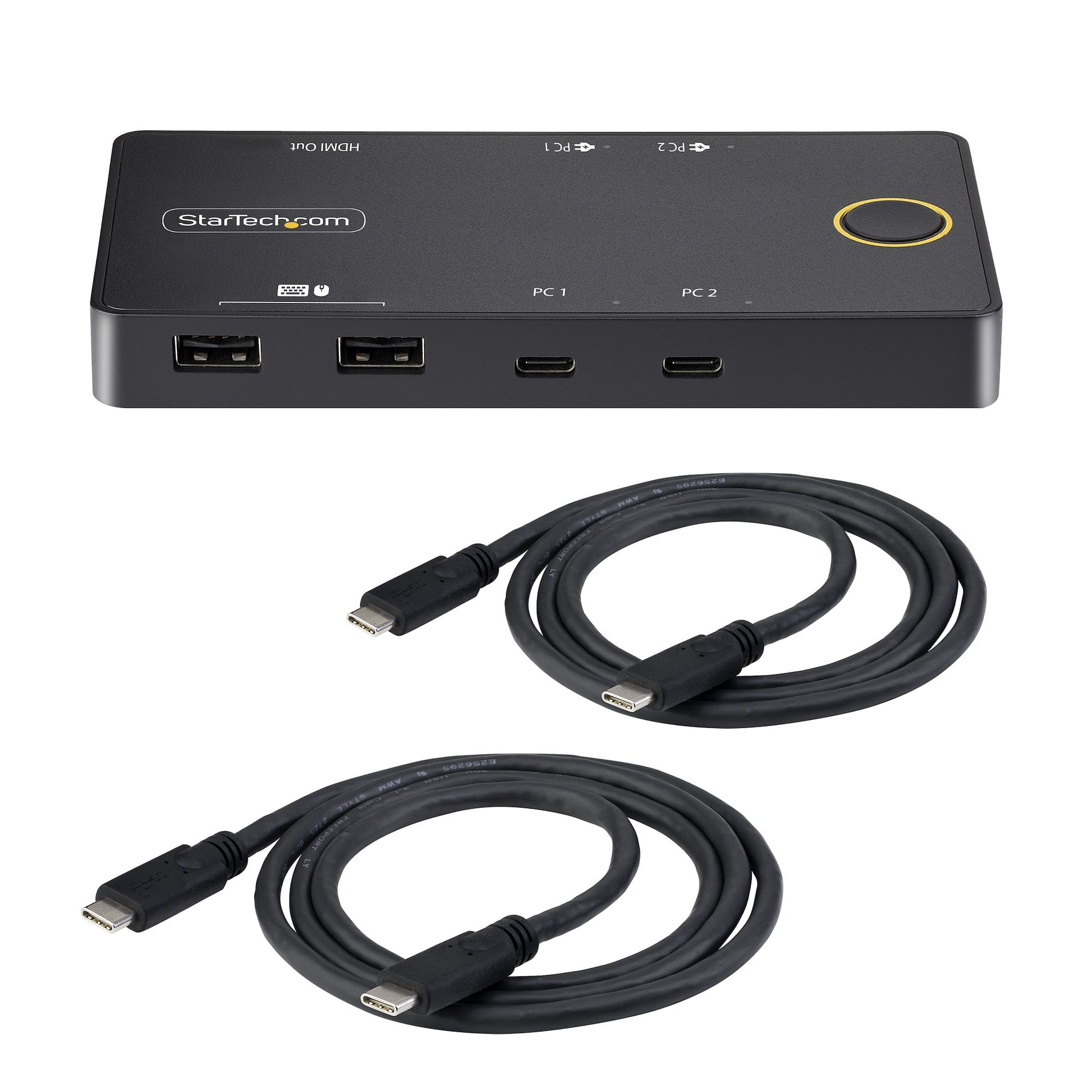 StarTech.com C2-H46-UC2-PD-KVM – 2-Port HDMI KVM-Switch – 4K/75 Hz, USB 2.0-Hub, PD 100 W, Audio 7.1