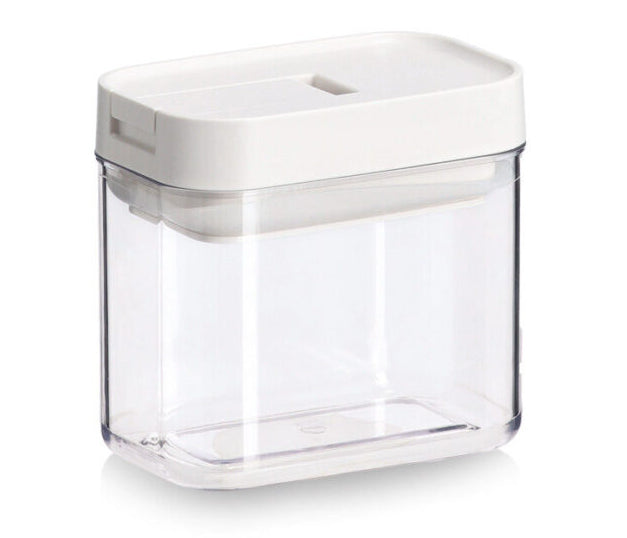 Zeller Present Vorratsdose 380 ml, 7 × 11 × 10 cm, ABS/PET/Silikon, vakuumierfähig, transparent/weiss